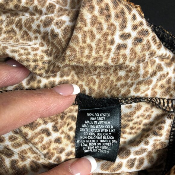 Worthington Leopard Print Wrap Blouse Womens Size Large Sleeveless Stretch Top - Picture 6 of 7